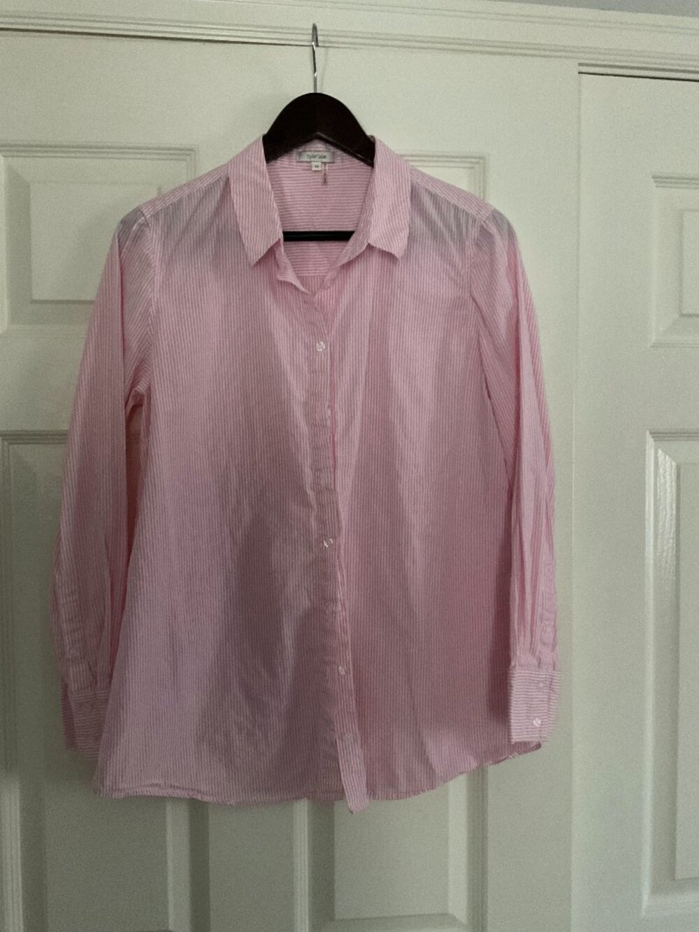Tyler Boe Pink and white stripe shirt Medium